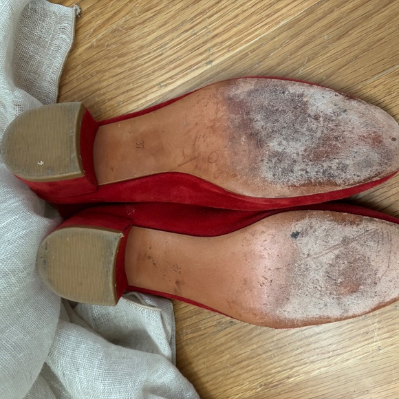 Maryam Nassir Zadeh Red Suede Roberta heels size 7 Mnz - Picture 8 of 8